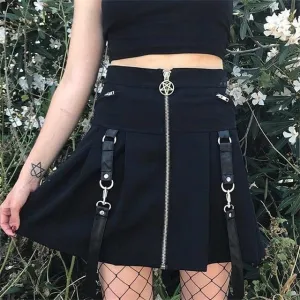 Punk Style Rock Gothic Sexy Chic Cool Black Aline High Waist Skirt