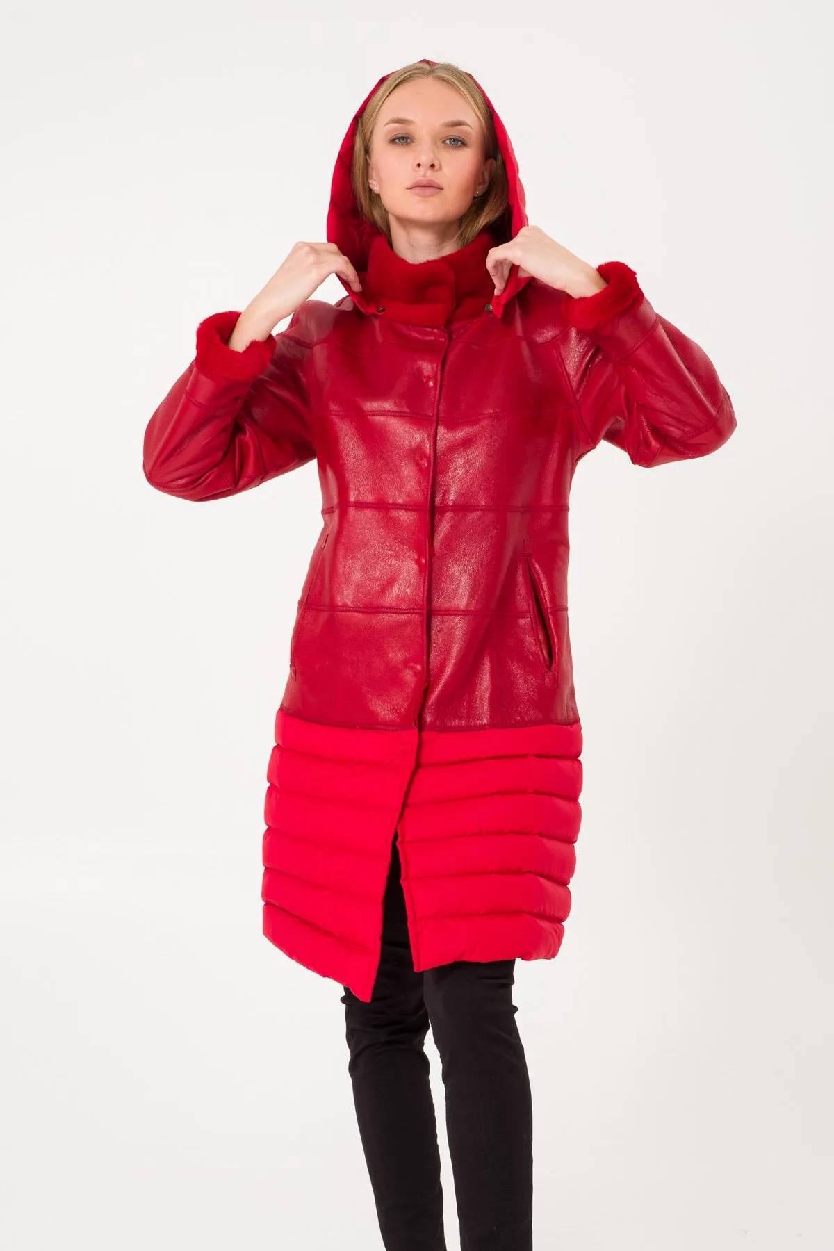 Red Long Leather Coat