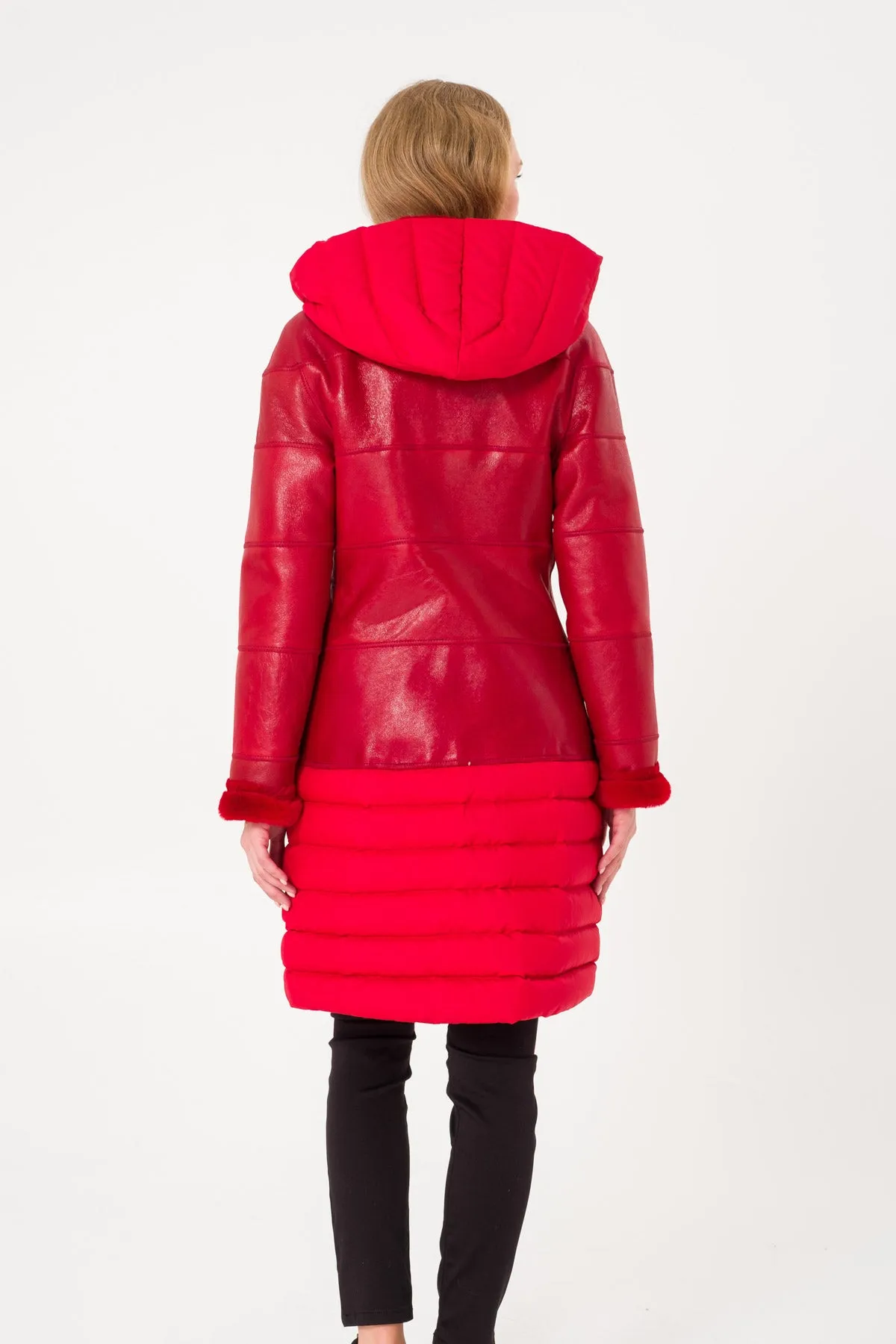 Red Long Leather Coat