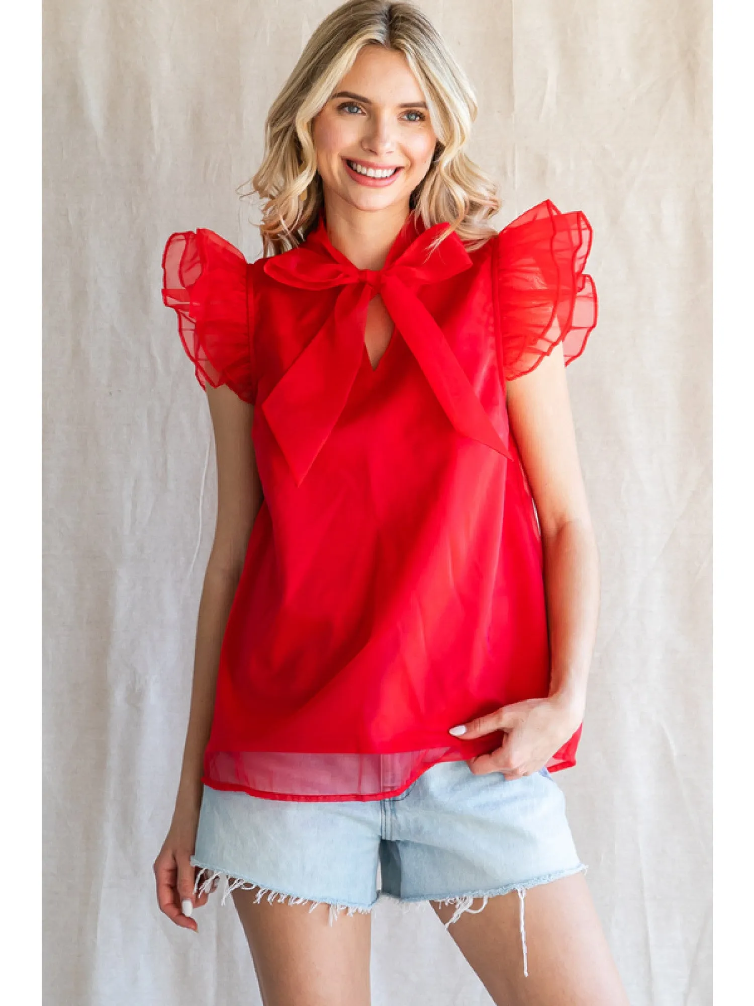 Red Wrapped & Ready Blouse