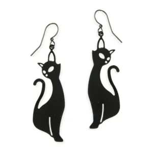 Retro Black Cat Dangle Earrings