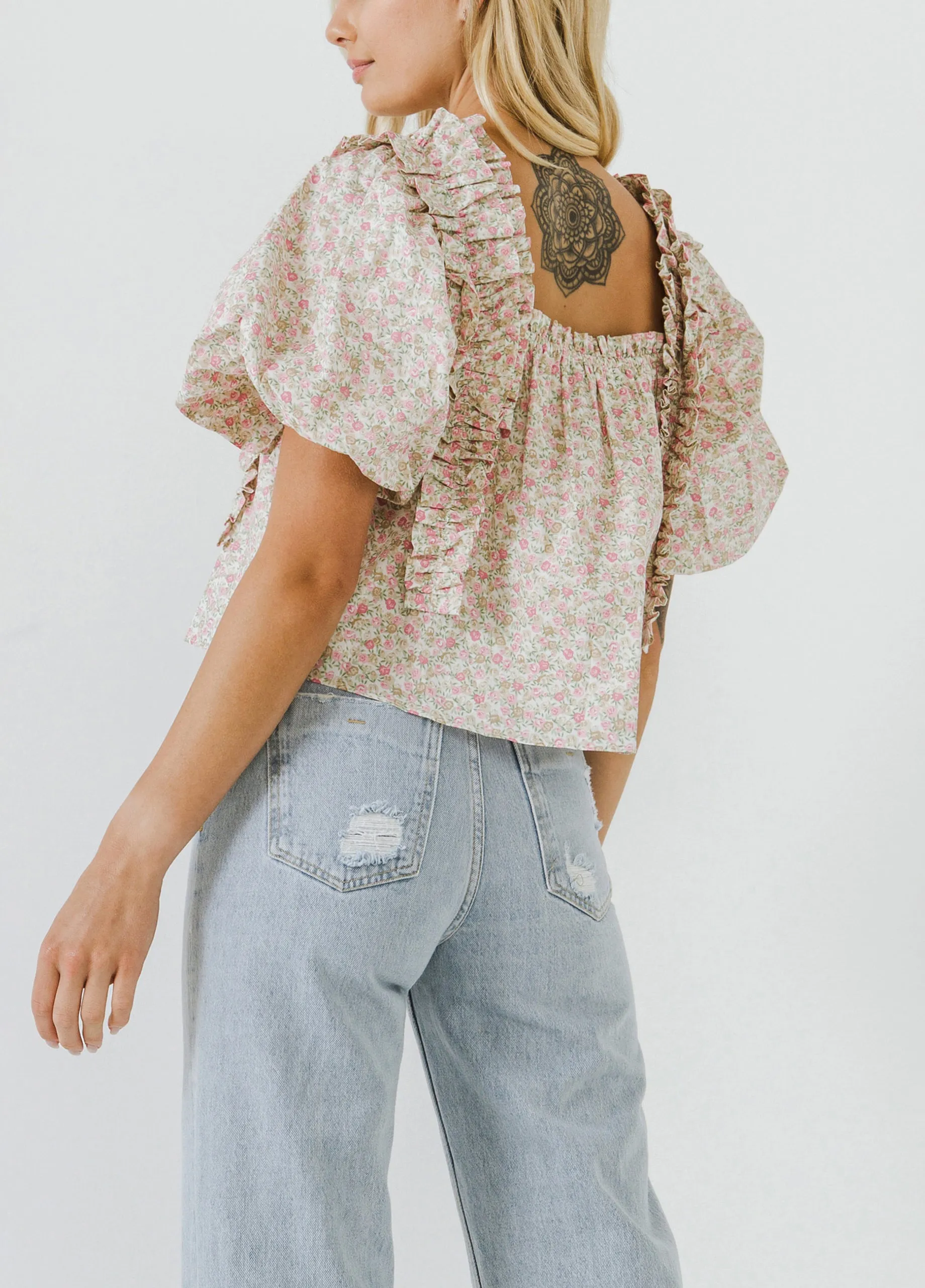 Ruffle Detail Floral Top