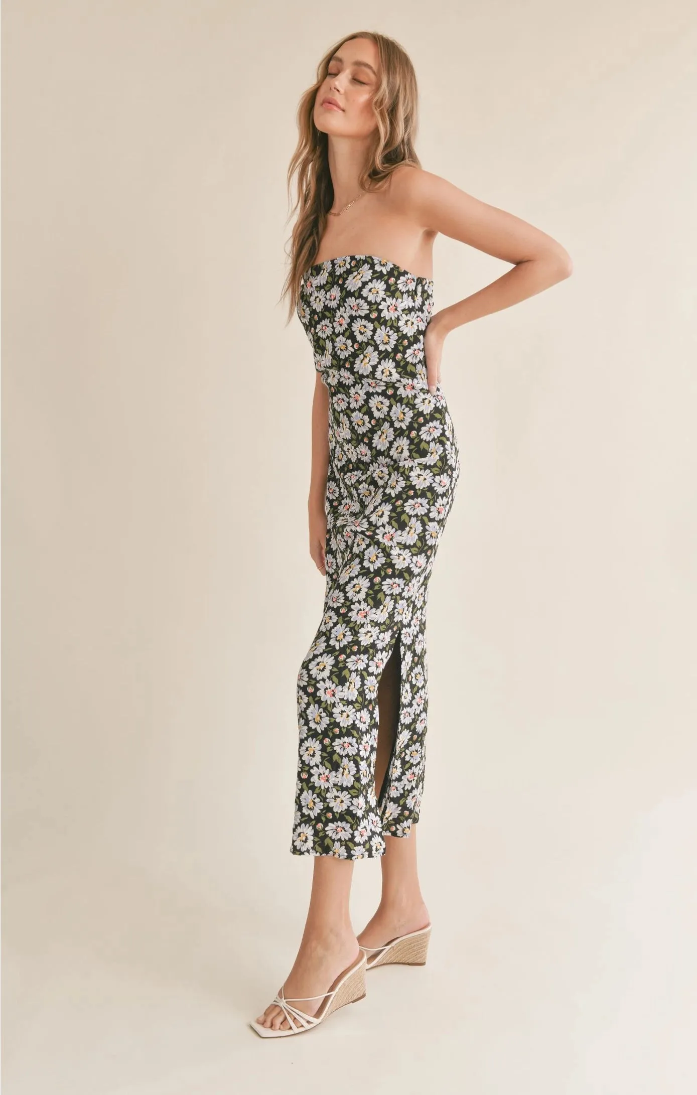 Sadie & Sage Refresh Tube Midi w/ Side Slit