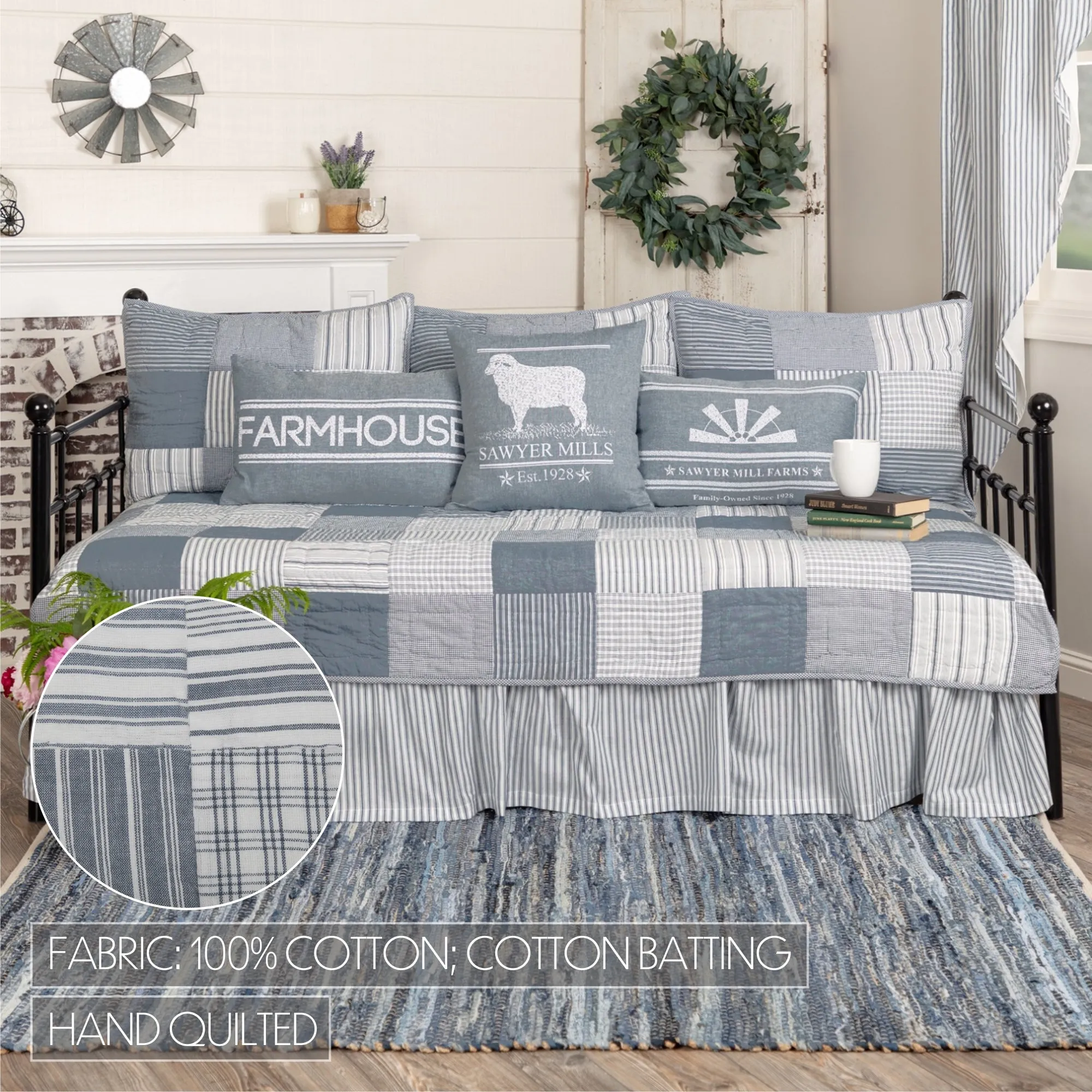 Sawyer Mill 5pc Daybed Quilt Set (1 Quilt, 1 Bed Skirt, 3 Standard Shams)