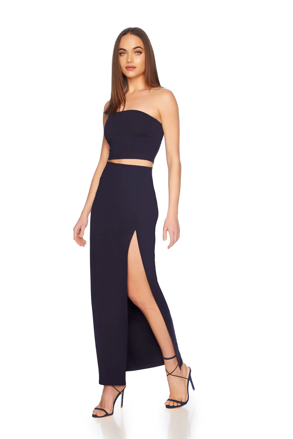 slit front long skirt