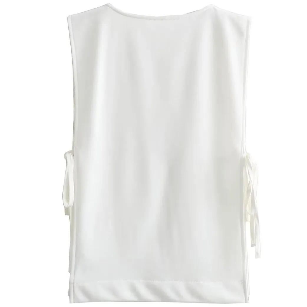 Stitching Sleeveless Short Top