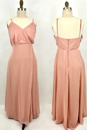 Straps Blush Pink Chiffon Straps Long Bridesmaid Dress