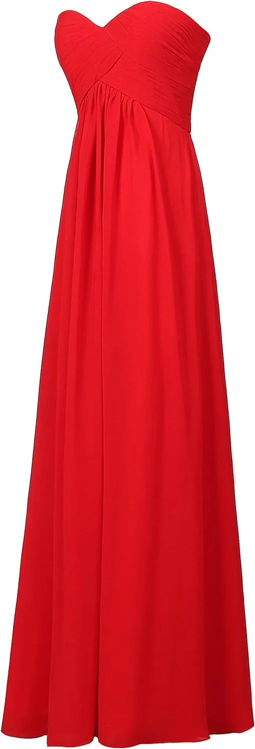 Sweetheart Bridesmaid Chiffon Prom Dress Long Evening Gown