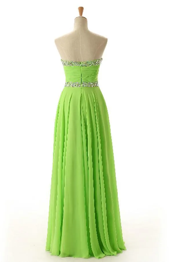 Sweetheart  Sleeveless Backless Chiffon Green Prom Dress  PG 243