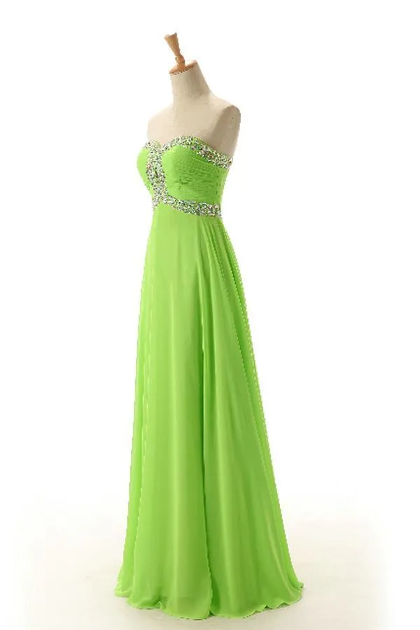 Sweetheart  Sleeveless Backless Chiffon Green Prom Dress  PG 243