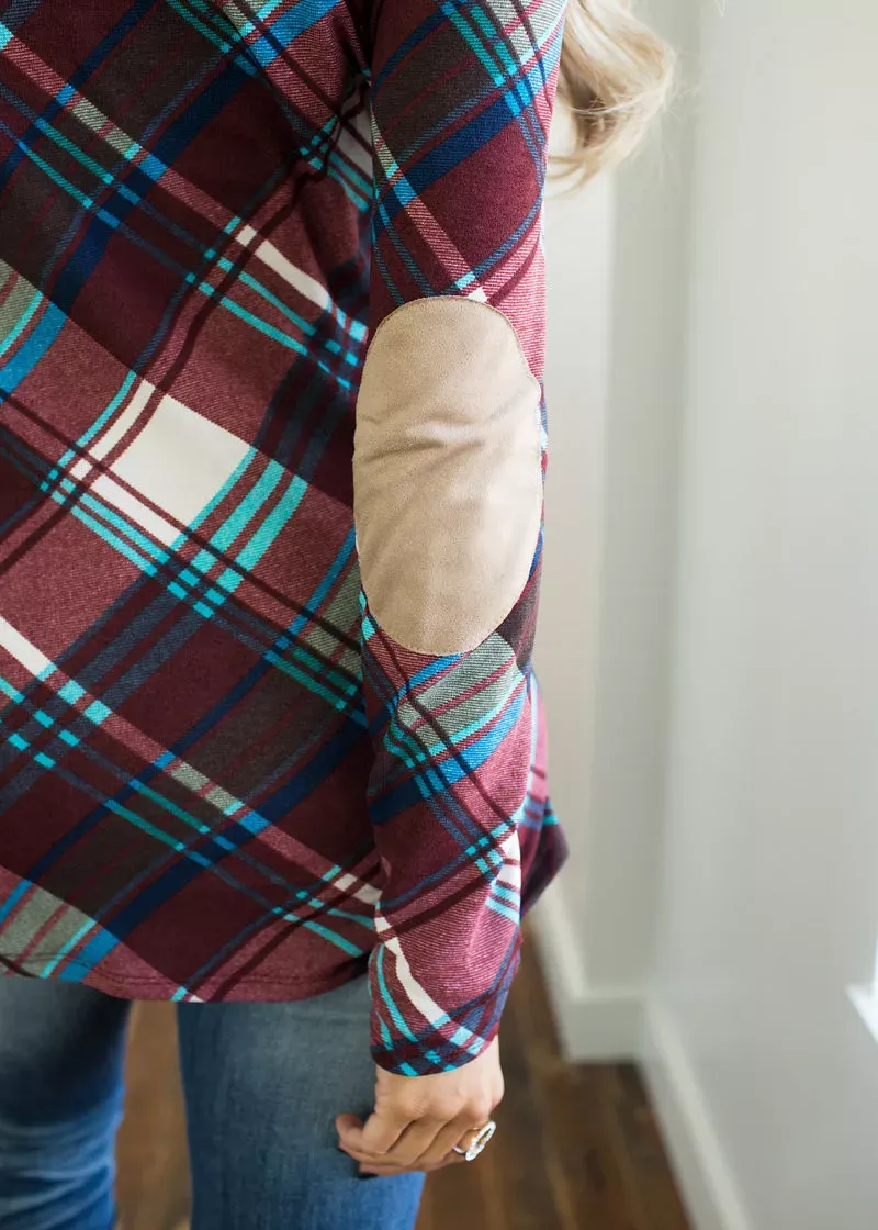 Tartan Plaid Cardigan (Wine)