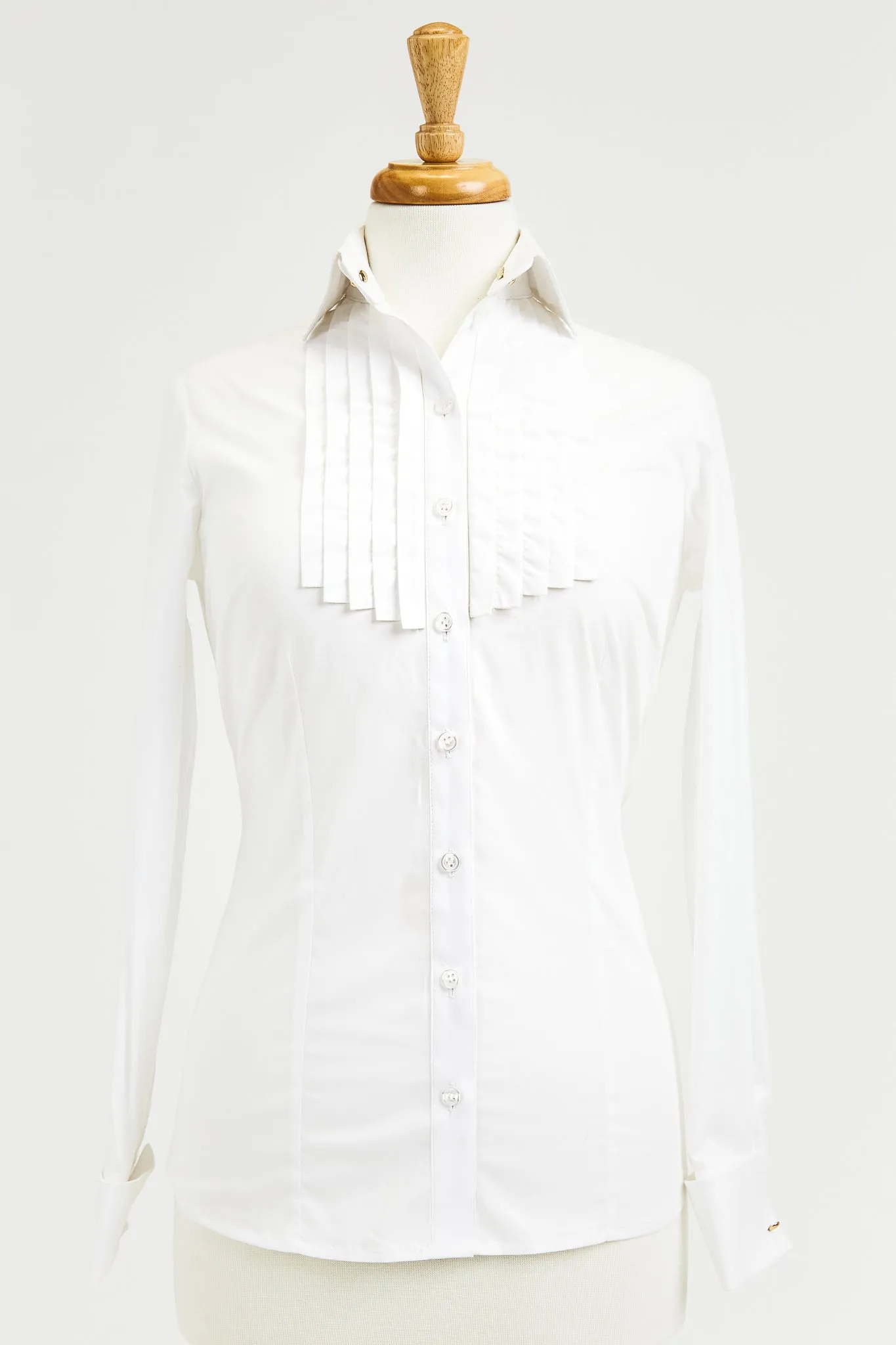 Tunic Shirt with Pleated Tuxedo Front