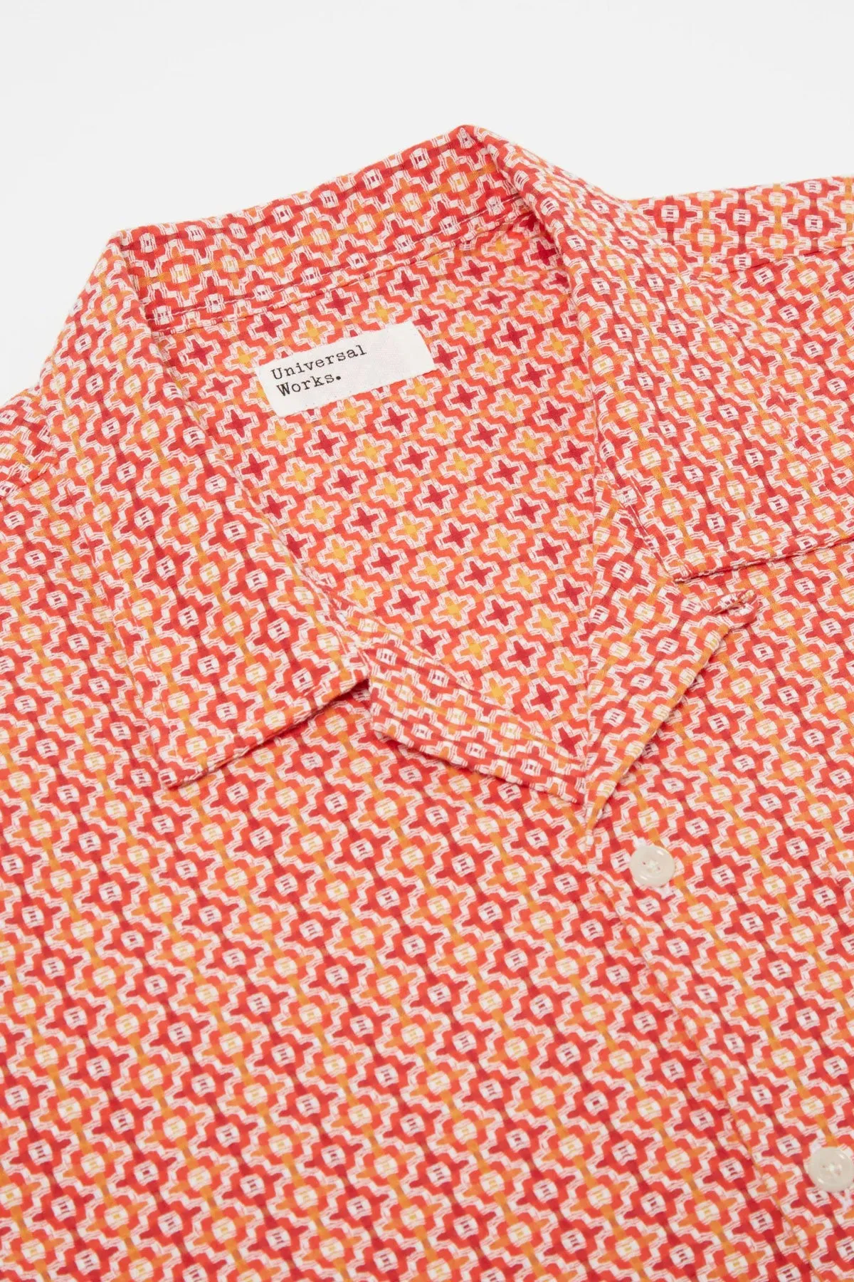 Universal Works - Road Shirt In Orange Summer Check Cotton