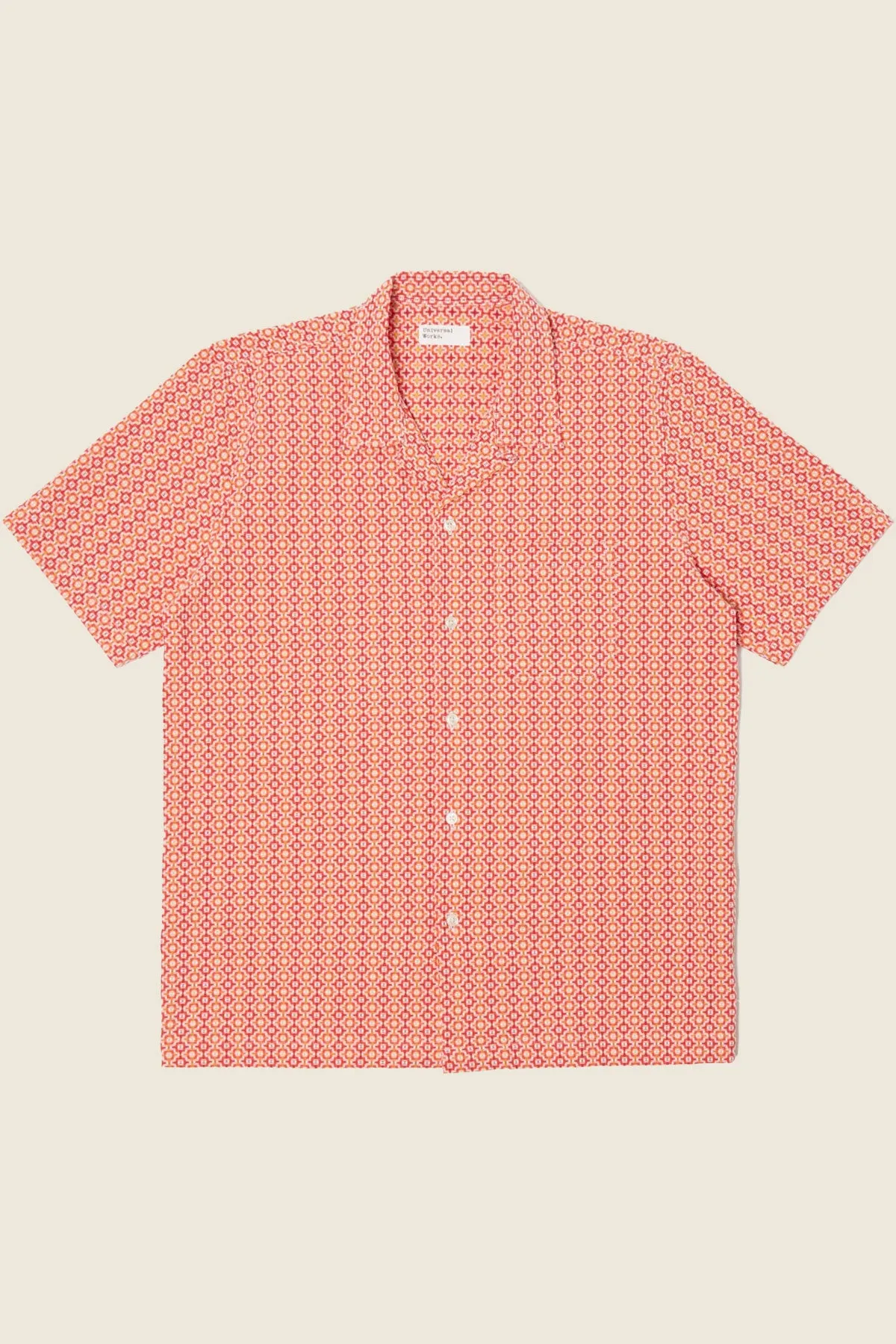 Universal Works - Road Shirt In Orange Summer Check Cotton