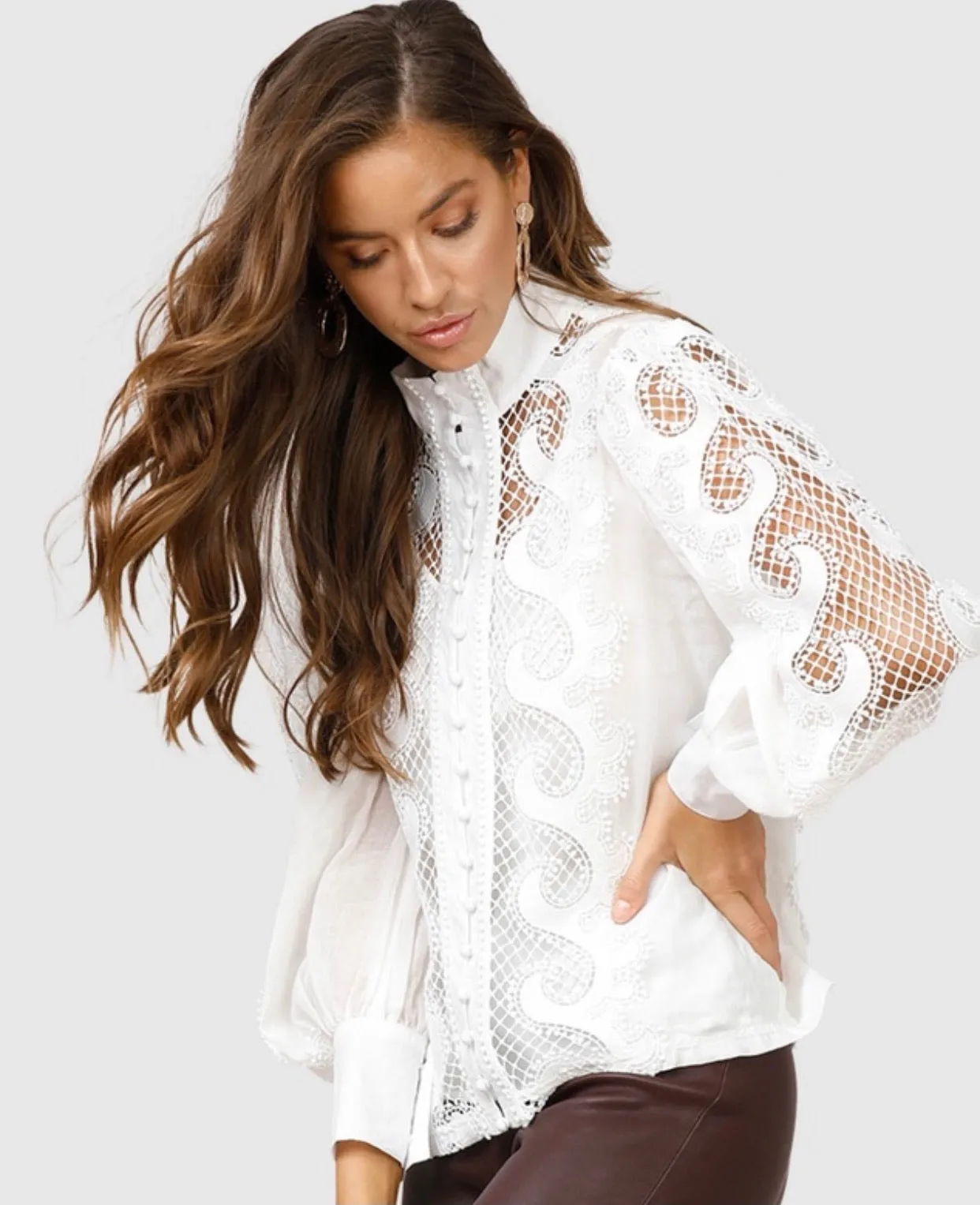 Victoriana white lace blouse