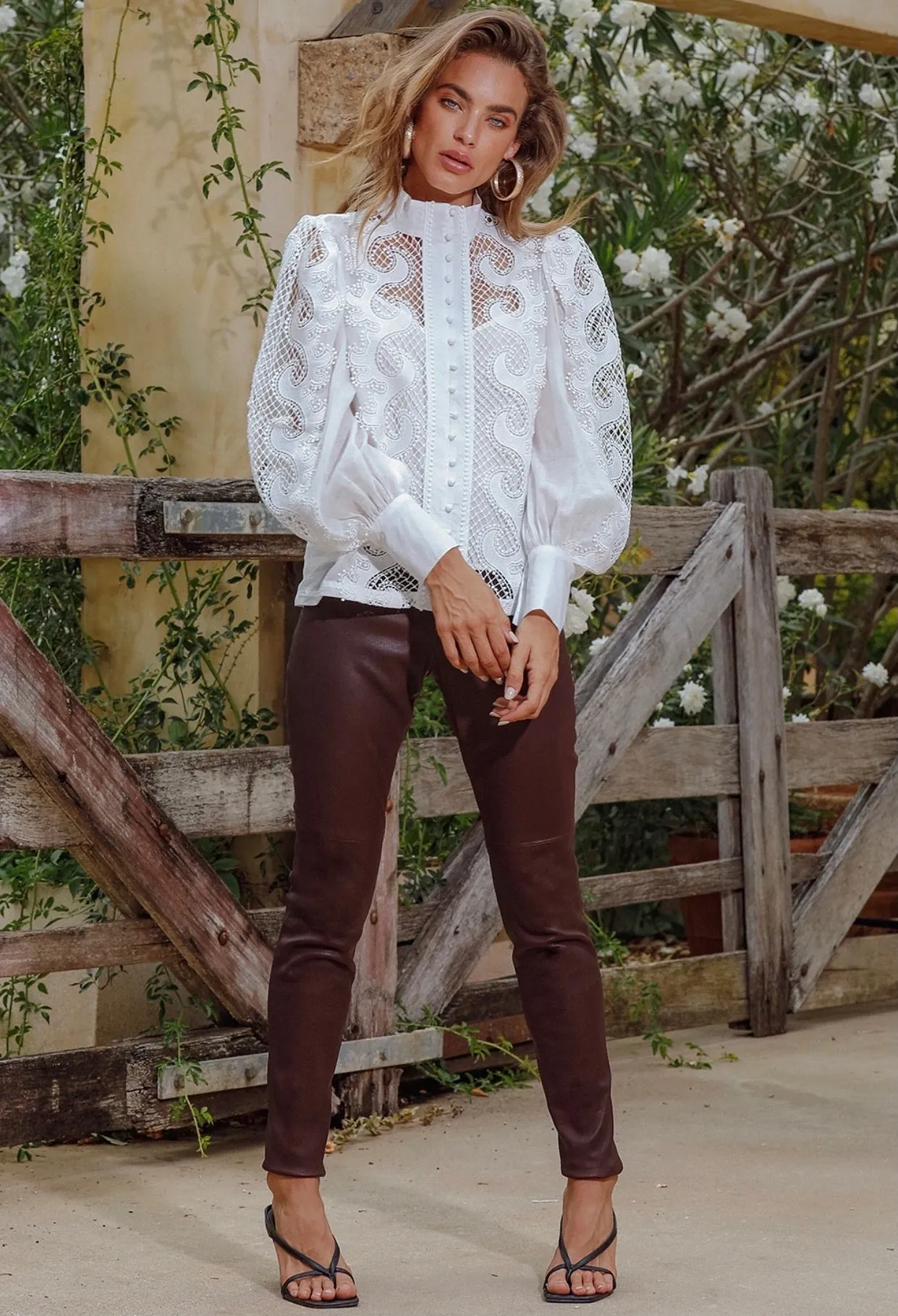 Victoriana white lace blouse