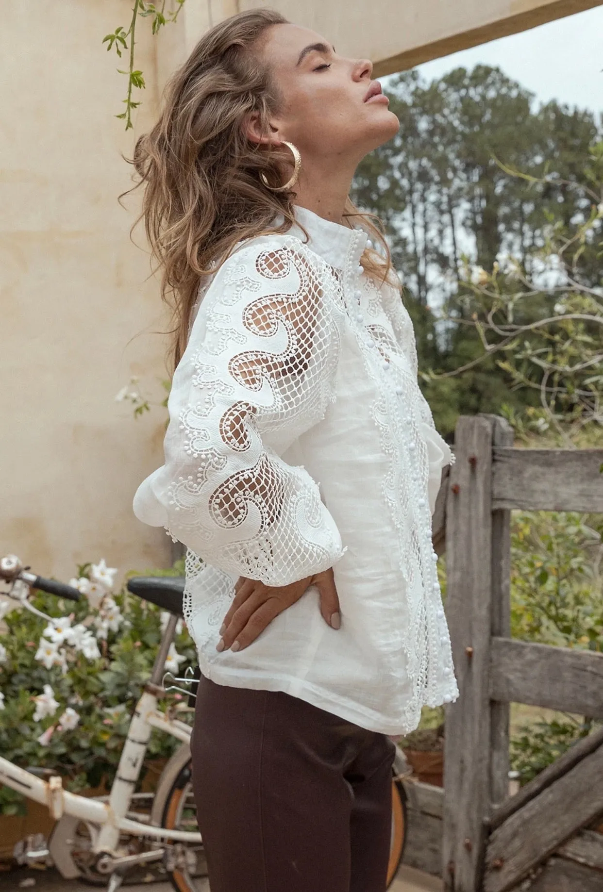 Victoriana white lace blouse