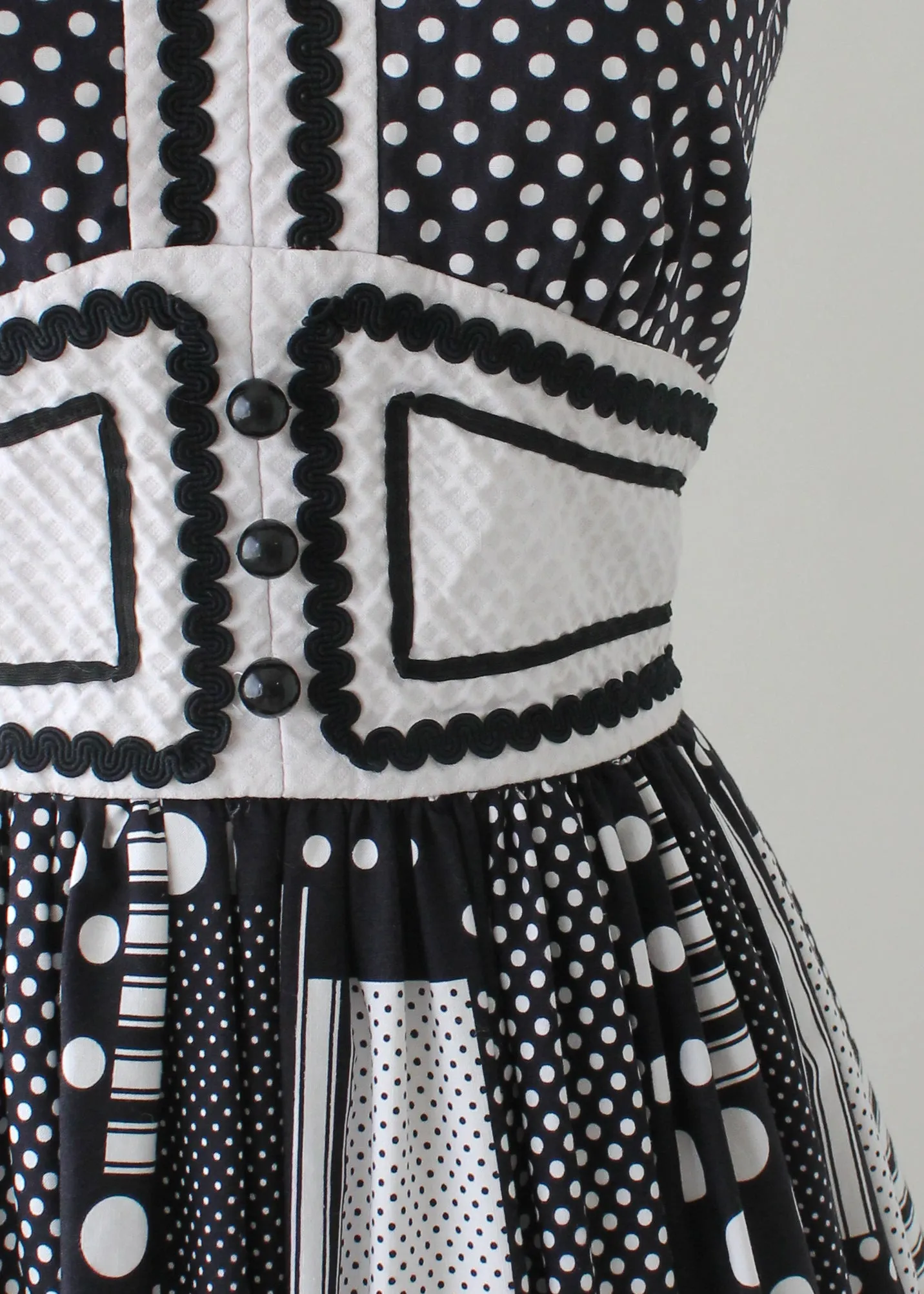 Vintage 1960s Black and White Patchwork Dress