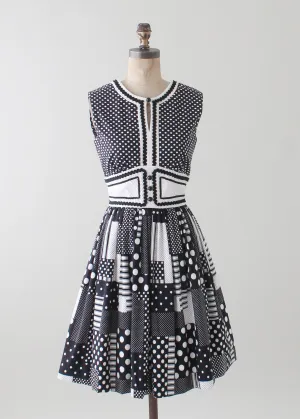 Vintage 1960s Black and White Patchwork Dress