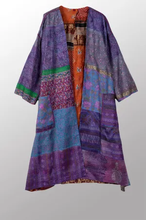 VINTAGE SILK KANTHA LONG DUSTER - sv2328-0003a -