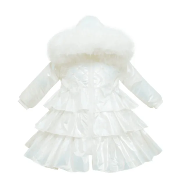 Wee Me White Iridescent Frilled Puffy coat MYD406W XMAS