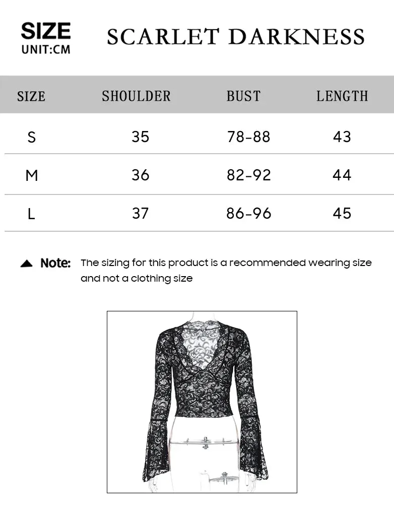 Women Gothic V neck Lace Tied Basic Top