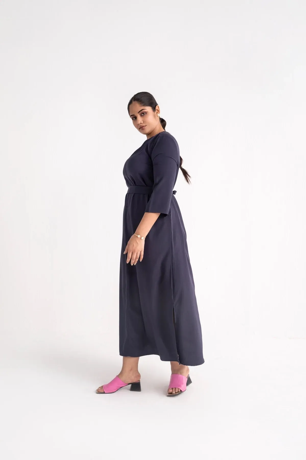 Workwear Blue Belted Maxi Dress